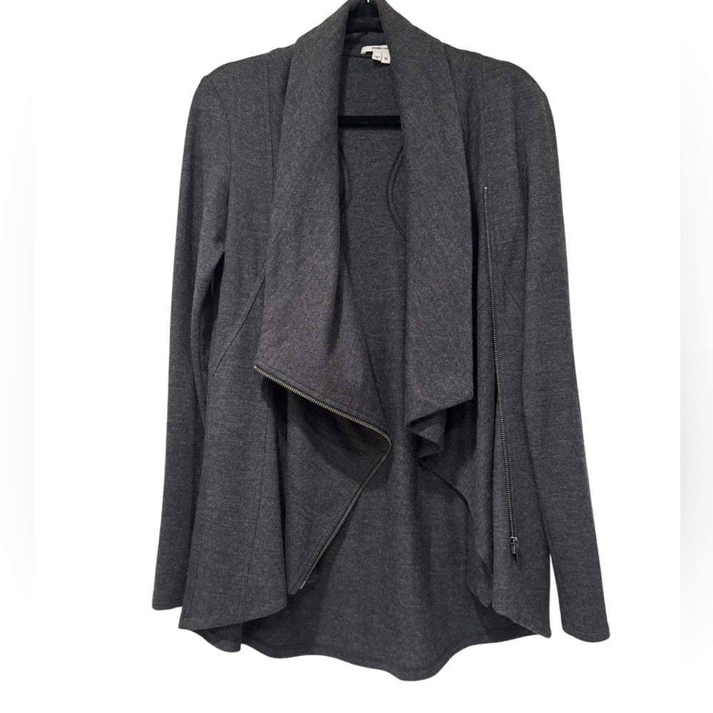 Helmut Lang‎ 100% Wool Dark Grey Cowl Neck Full Zip Jacket